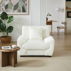 Poltrona fissa ADEA 1 posto in velluto a coste beige