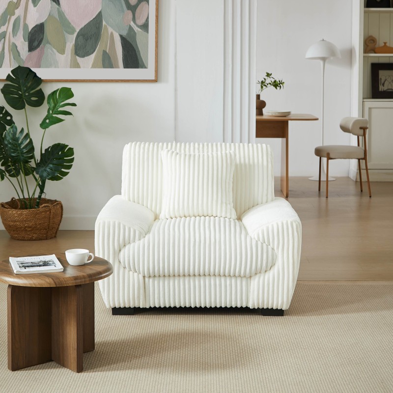 Poltrona fissa ADEA 1 posto in velluto a coste beige