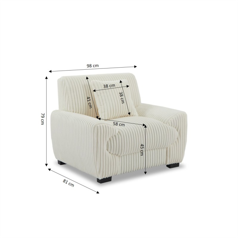 Poltrona fissa ADEA 1 posto in velluto a coste beige