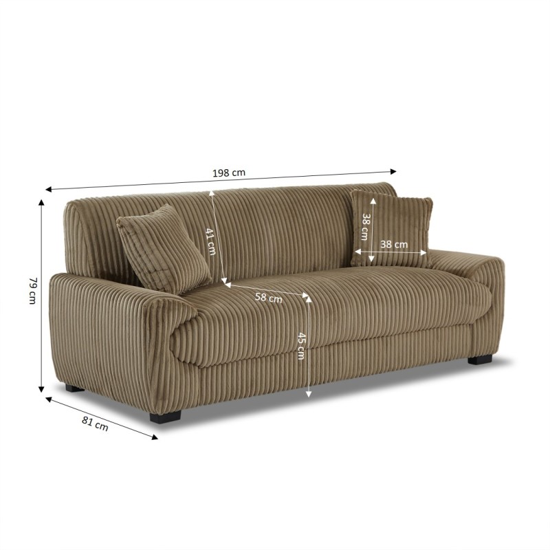Gerades Sofa ADEA 3-Sitzer aus braunem Cord