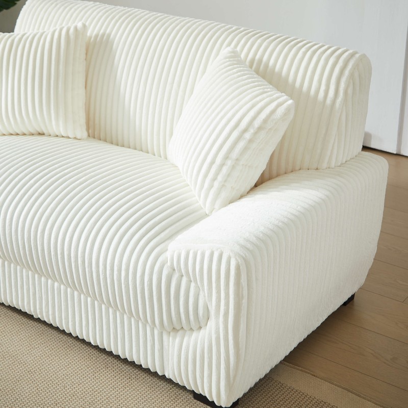 Divano fisso ADEA a 2 posti in velluto a coste beige