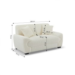 Divano fisso ADEA a 2 posti in velluto a coste beige