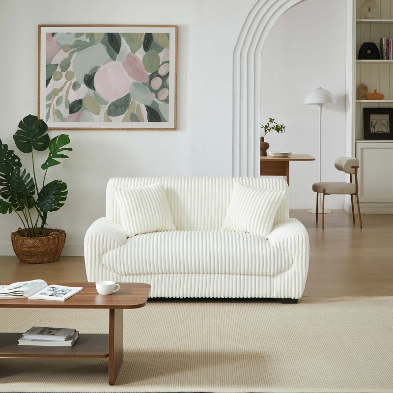 Divano fisso ADEA a 2 posti in velluto a coste beige