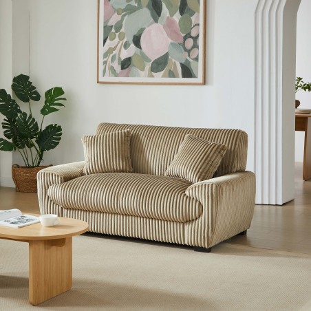 Divano fisso ADEA a 2 posti in velluto a coste marrone