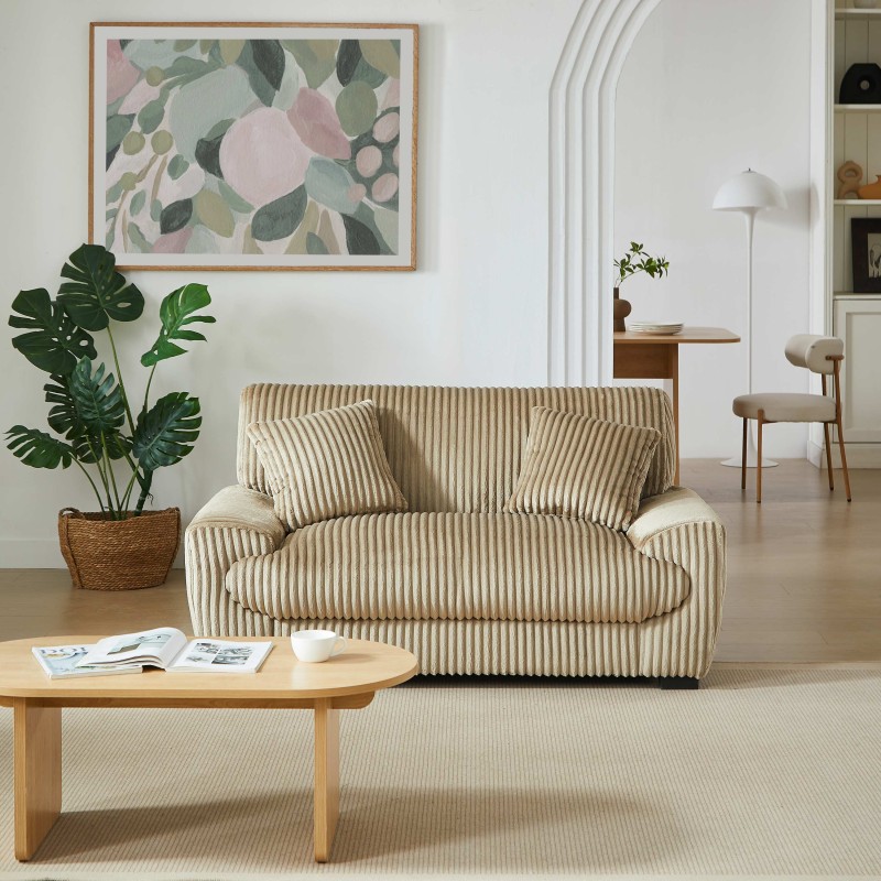 Divano fisso ADEA a 2 posti in velluto a coste marrone