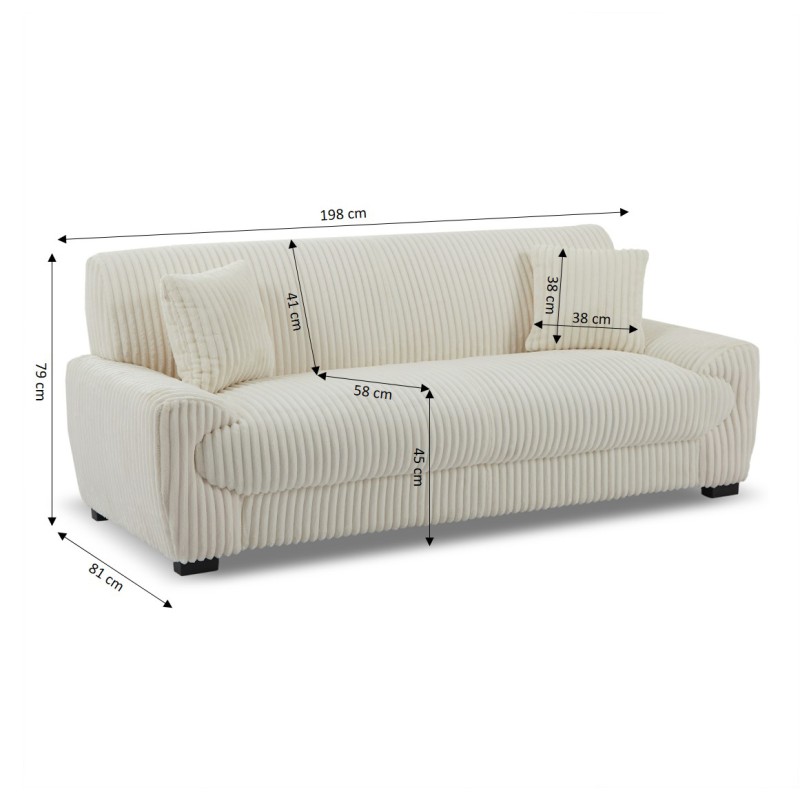 Gerades Sofa ADEA 3-Sitzer aus beigem Cord