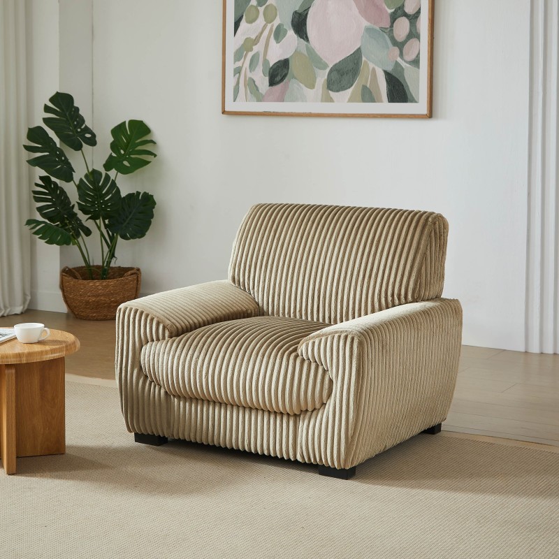 Poltrona fissa ADEA 1 posto in velluto a coste marrone