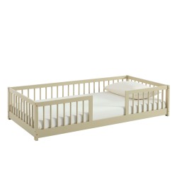 Letto per bambini con sponde EDEN in pino massiccio beige 90x190 rete inclusa
