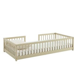 Letto per bambini con sponde EDEN in pino massiccio beige 90x190 rete inclusa