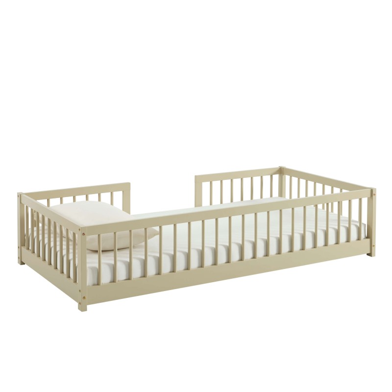 Letto per bambini con sponde EDEN in pino massiccio beige 90x190 rete inclusa