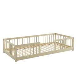Letto per bambini con sponde EDEN in pino massiccio beige 90x190 rete inclusa