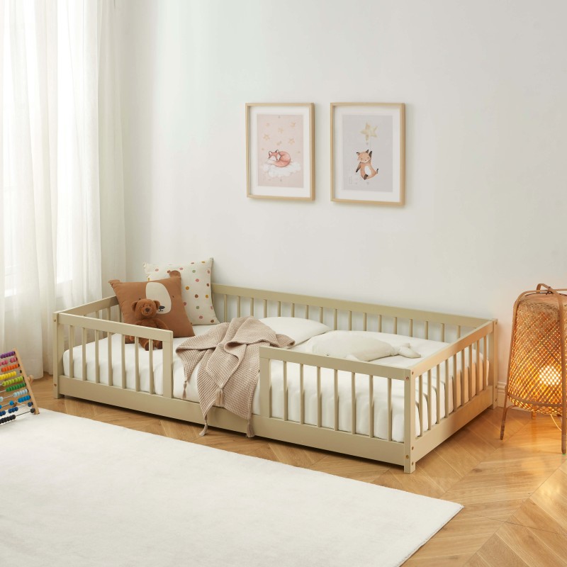 Letto per bambini con sponde EDEN in pino massiccio beige 90x190 rete inclusa