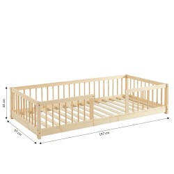 Letto per bambini con sponde EDEN in pino massiccio 90x190 rete inclusa