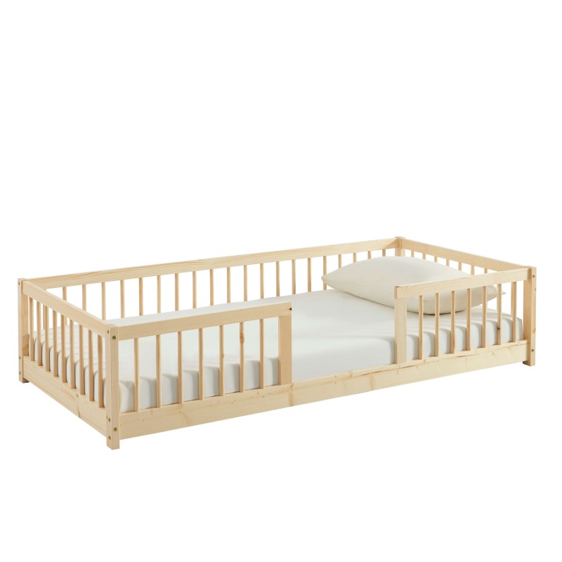 Letto per bambini con sponde EDEN in pino massiccio 90x190 rete inclusa