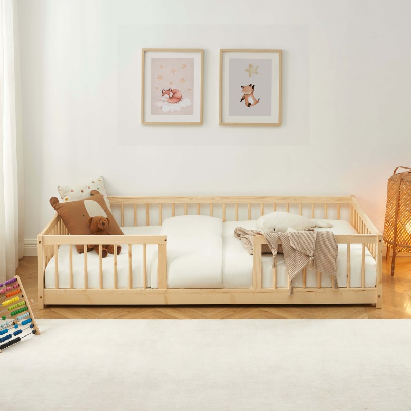 Letto per bambini con sponde EDEN in pino massiccio 90x190 rete inclusa