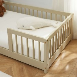 Letto per bambini con sponde EDEN 70x140 in pino massiccio beige, rete inclusa