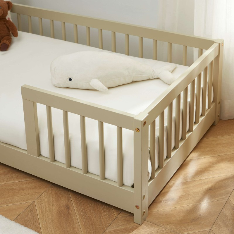 Letto per bambini con sponde EDEN 70x140 in pino massiccio beige, rete inclusa