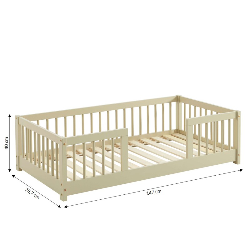 Letto per bambini con sponde EDEN 70x140 in pino massiccio beige, rete inclusa