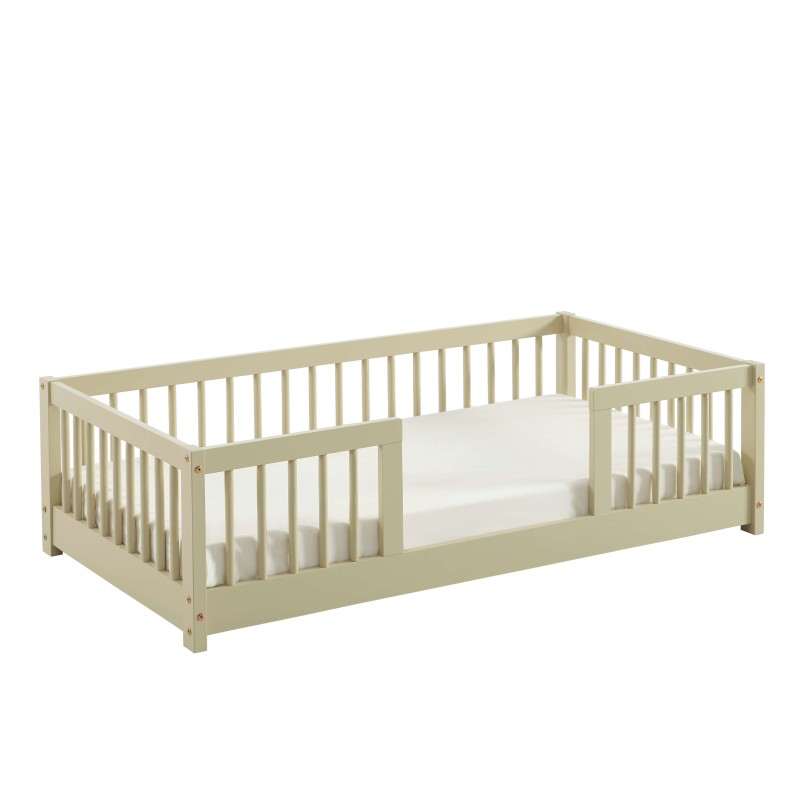 Letto per bambini con sponde EDEN 70x140 in pino massiccio beige, rete inclusa