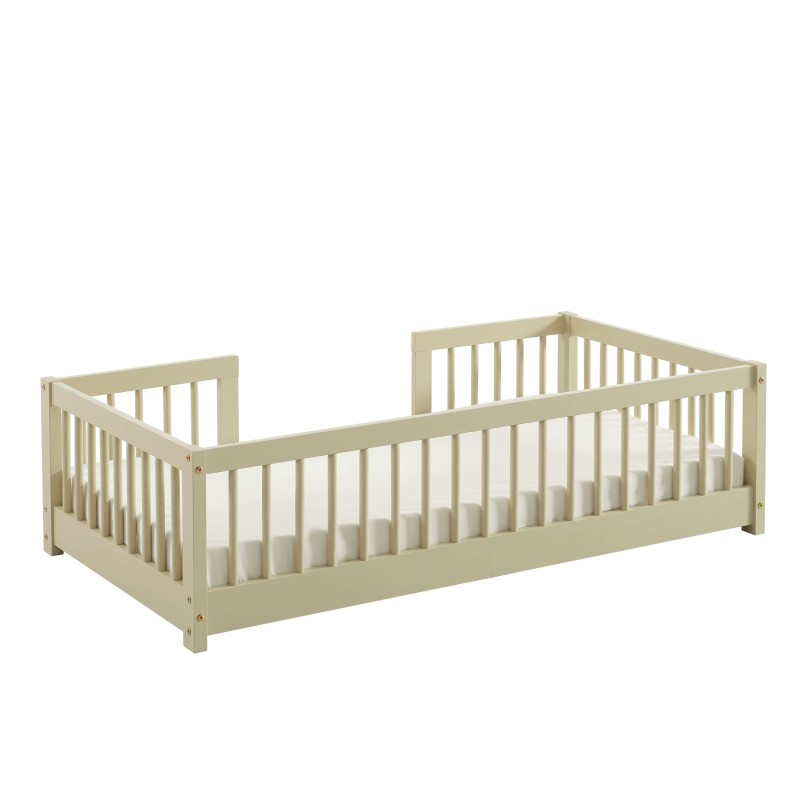 Letto per bambini con sponde EDEN 70x140 in pino massiccio beige, rete inclusa