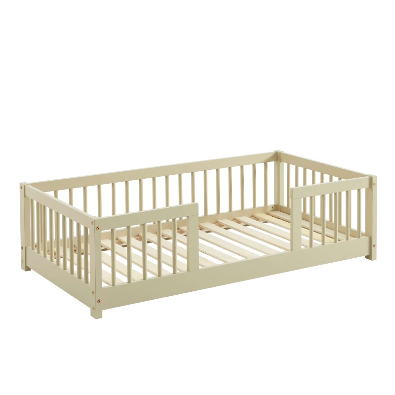 Letto per bambini con sponde EDEN 70x140 in pino massiccio beige, rete inclusa