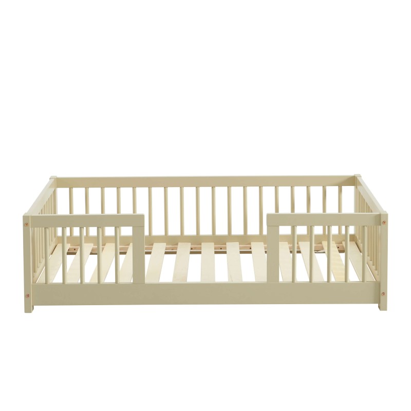 Letto per bambini con sponde EDEN 70x140 in pino massiccio beige, rete inclusa