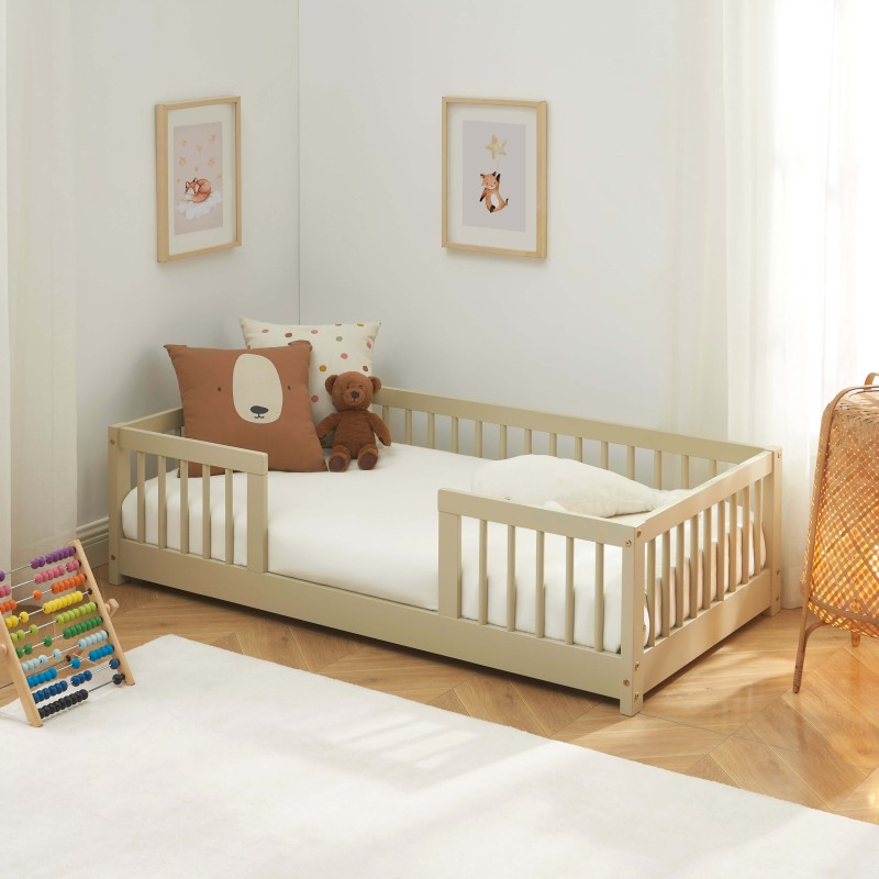 Letto per bambini con sponde EDEN 70x140 in pino massiccio beige, rete inclusa
