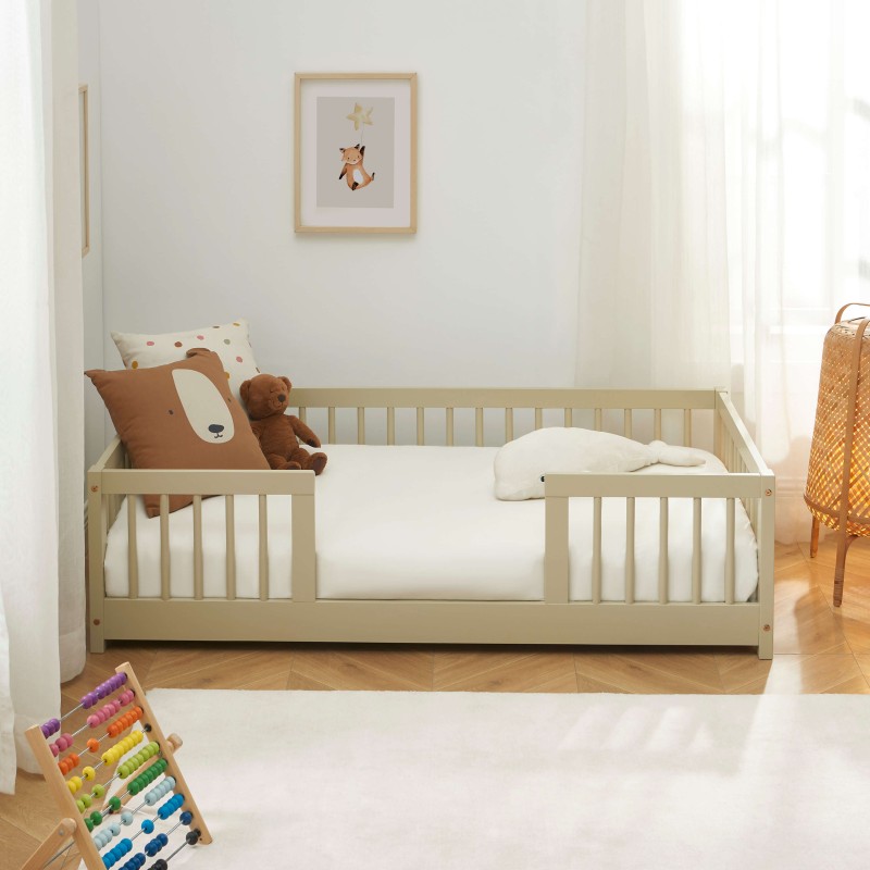 Letto per bambini con sponde EDEN 70x140 in pino massiccio beige, rete inclusa