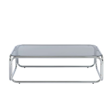 Tavolino MAGGY in vetro temperato nero con struttura cromata