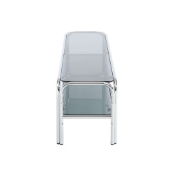 Meuble TV MAGGY verre trempé noir et structure en chrome 160cm