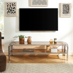 Mobile TV MAGGY in vetro temperato arancione e struttura cromata 160 cm