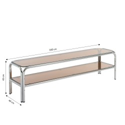 Mobile TV MAGGY in vetro temperato arancione e struttura cromata 160 cm
