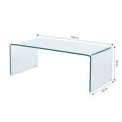 Couchtisch GINZAaus transparentem Hartglas 120 cm