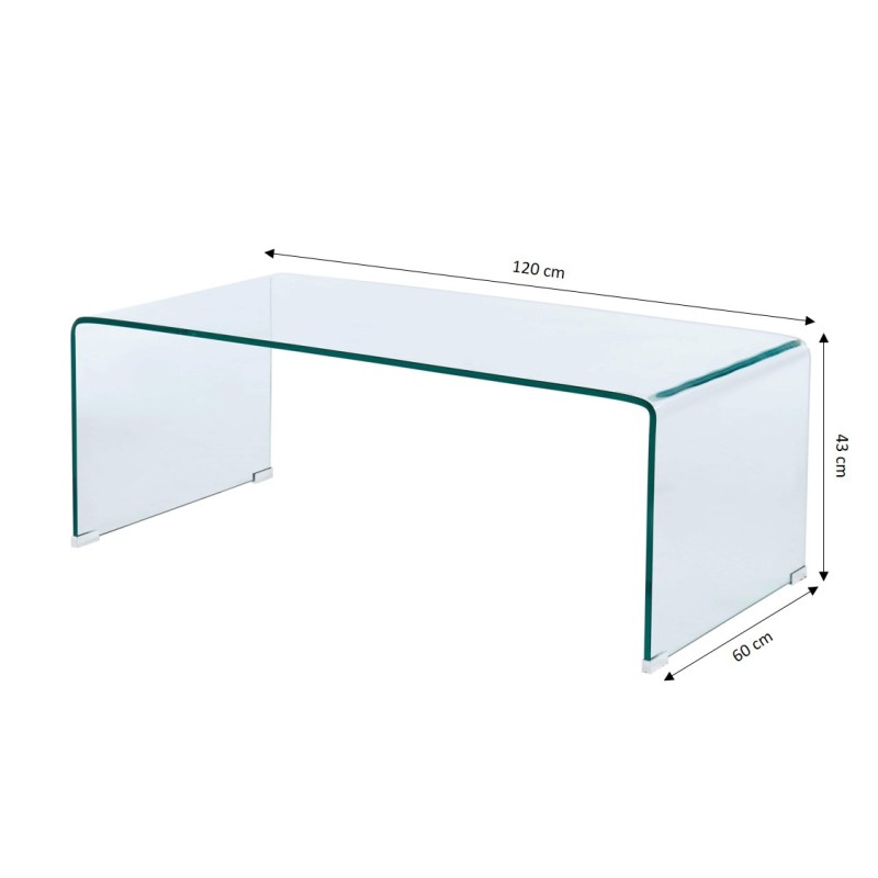 Couchtisch GINZAaus transparentem Hartglas 120 cm