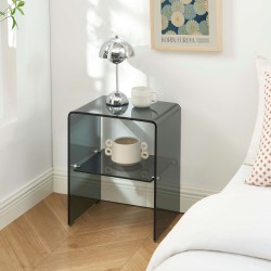 Comodino GINZA in vetro temperato nero