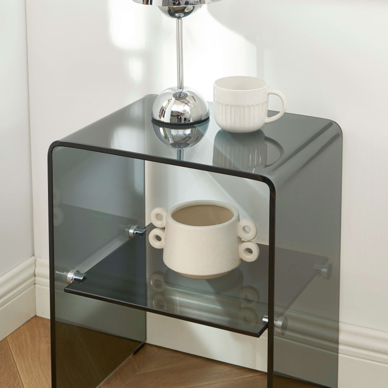 Comodino GINZA in vetro temperato nero