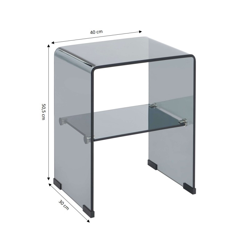 Comodino GINZA in vetro temperato nero