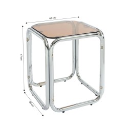 Tavolino MAGGY in vetro temperato arancione con struttura cromata