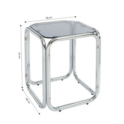 Tavolino MAGGY in vetro temperato nero con struttura cromata