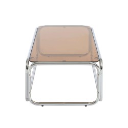 Tavolino MAGGY in vetro temperato arancione scuro con struttura cromata