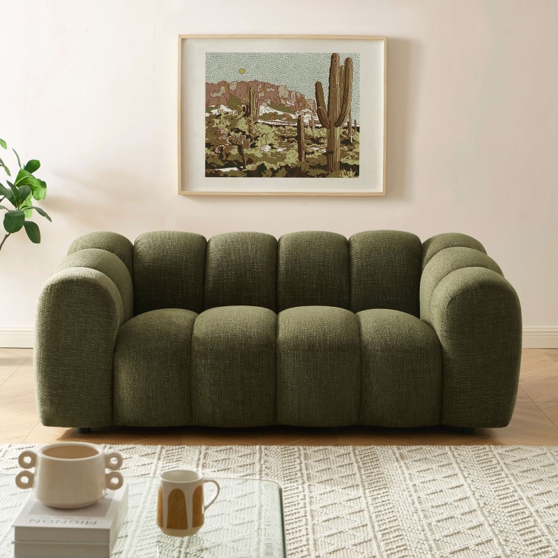 Divano SUNNY a 2 posti in tessuto tweed verde