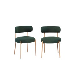 Set di 2 sedie NOA in tessuto verde con gambe in metallo finitura legno