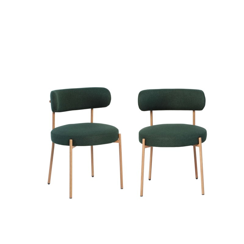 Set di 2 sedie NOA in tessuto verde con gambe in metallo finitura legno
