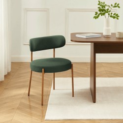 Set di 2 sedie NOA in tessuto verde con gambe in metallo finitura legno