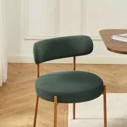 Set di 2 sedie NOA in tessuto verde con gambe in metallo finitura legno