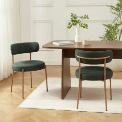 Set di 2 sedie NOA in tessuto verde con gambe in metallo finitura legno