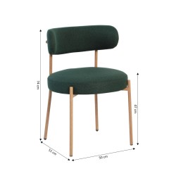 Set di 2 sedie NOA in tessuto verde con gambe in metallo finitura legno