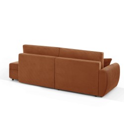 Divano angolare sinistro aperto convertibile DANILO 4 posti in velluto a coste terracotta