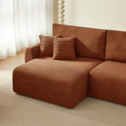 Divano angolare sinistro aperto convertibile DANILO 4 posti in velluto a coste terracotta
