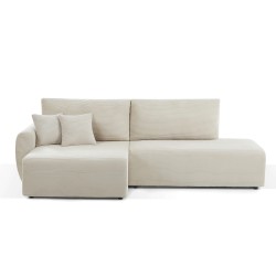 Divano angolare sinistro aperto convertibile DANILO 4 posti in velluto a coste beige